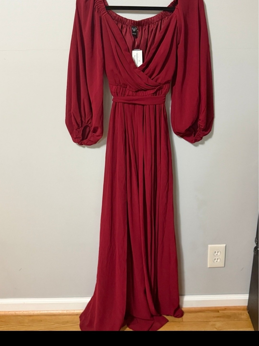 Windsor Deep Red Long Sleeve Maxi Dress